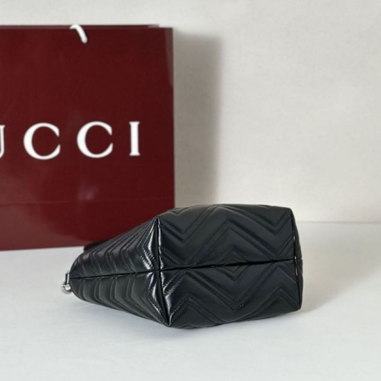Perfetto Replica Borsa tote piccola Gucci GG Marmont 855391 Nero Imitazione Outlet