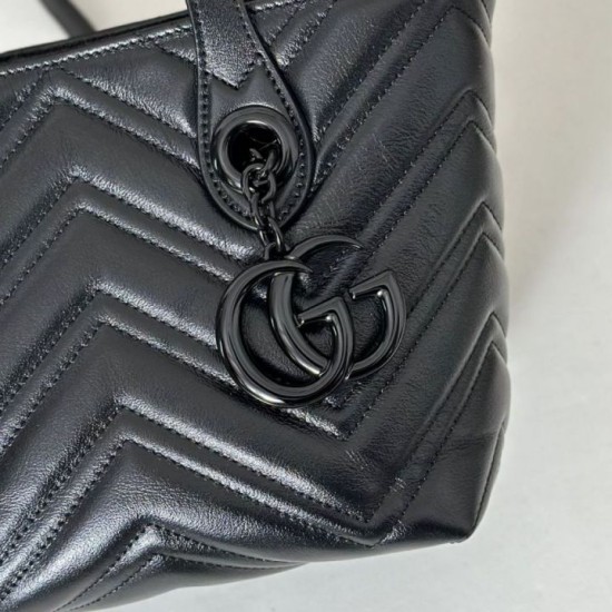Perfetto Replica Borsa tote piccola Gucci GG Marmont 855391 Nero Imitazione Outlet