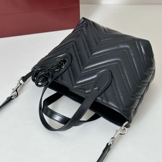 Perfetto Replica Borsa tote piccola Gucci GG Marmont 855391 Nero Imitazione Outlet