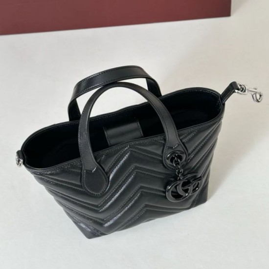 Perfetto Replica Borsa tote piccola Gucci GG Marmont 855391 Nero Imitazione Outlet