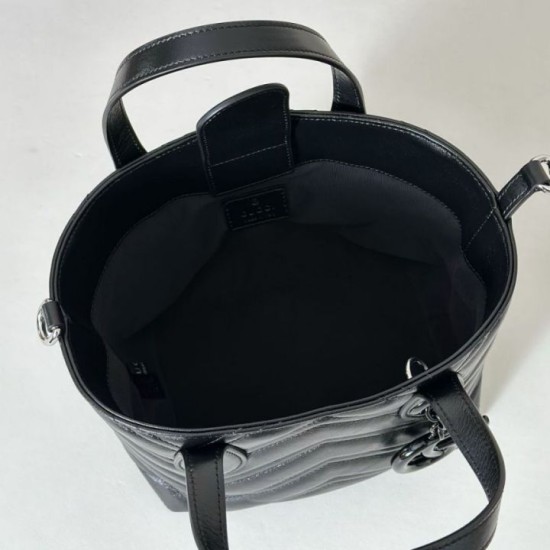 Perfetto Replica Borsa tote piccola Gucci GG Marmont 855391 Nero Imitazione Outlet