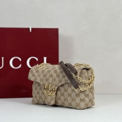 Perfetto Replica Borsa a tracolla piccola Gucci GG Marmont 855391 Marrone Imitazione Outlet