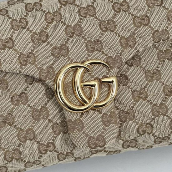 Perfetto Replica Borsa a tracolla piccola Gucci GG Marmont 855391 Marrone Imitazione Outlet