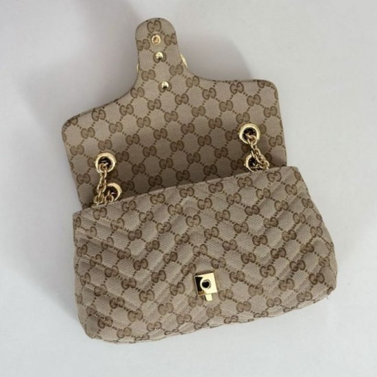 Perfetto Replica Borsa a tracolla piccola Gucci GG Marmont 855391 Marrone Imitazione Outlet