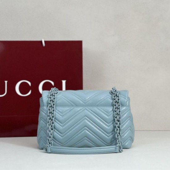 Perfetto Replica Borsa a tracolla piccola Gucci GG Marmont 855391 Blu Imitazione Outlet