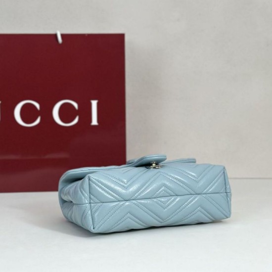 Perfetto Replica Borsa a tracolla piccola Gucci GG Marmont 855391 Blu Imitazione Outlet