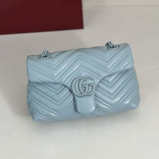 Perfetto Replica Borsa a tracolla piccola Gucci GG Marmont 855391 Blu Imitazione Outlet