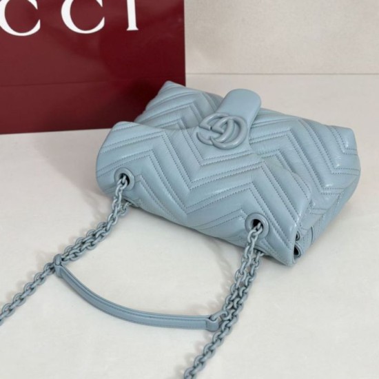 Perfetto Replica Borsa a tracolla piccola Gucci GG Marmont 855391 Blu Imitazione Outlet