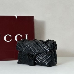 Perfetto Replica Borsa a tracolla piccola Gucci GG Marmont 855391 Nero Imitazione Outlet
