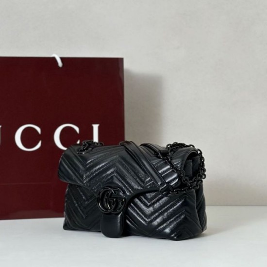 Perfetto Replica Borsa a tracolla piccola Gucci GG Marmont 855391 Nero Imitazione Outlet
