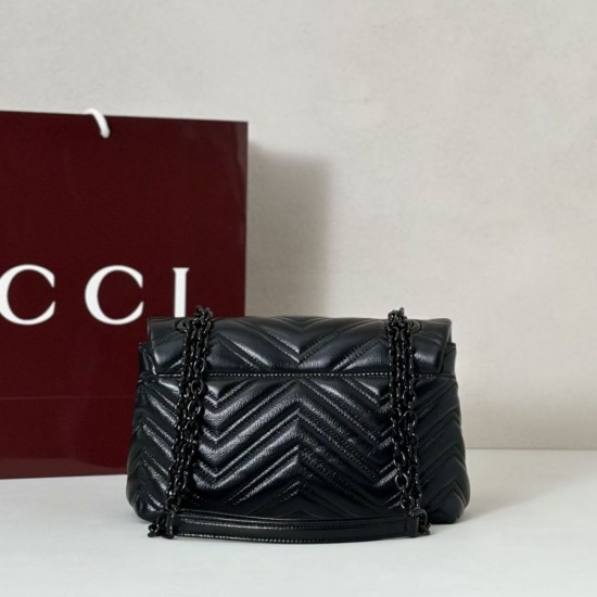 Perfetto Replica Borsa a tracolla piccola Gucci GG Marmont 855391 Nero Imitazione Outlet