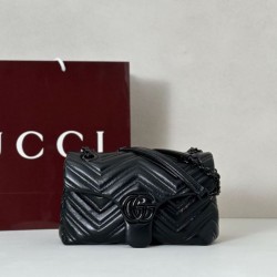 Perfetto Replica Borsa a tracolla piccola Gucci GG Marmont 855391 Nero Imitazione Outlet