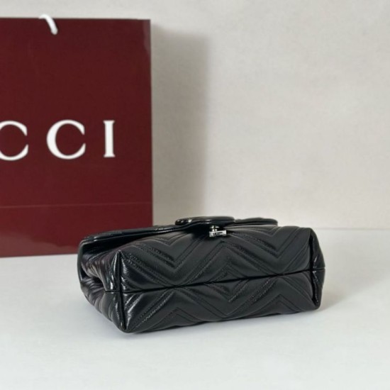 Perfetto Replica Borsa a tracolla piccola Gucci GG Marmont 855391 Nero Imitazione Outlet