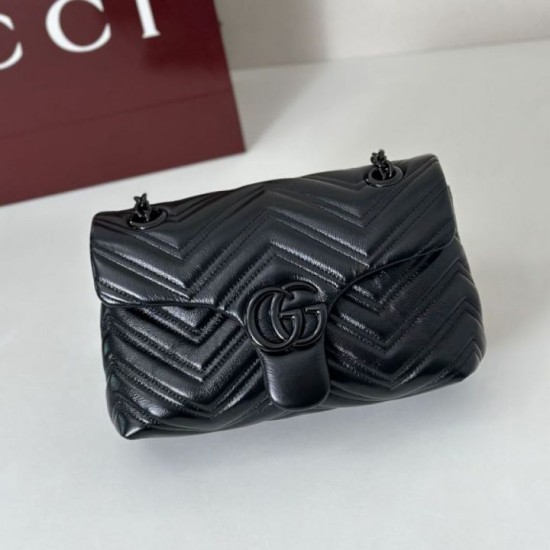 Perfetto Replica Borsa a tracolla piccola Gucci GG Marmont 855391 Nero Imitazione Outlet