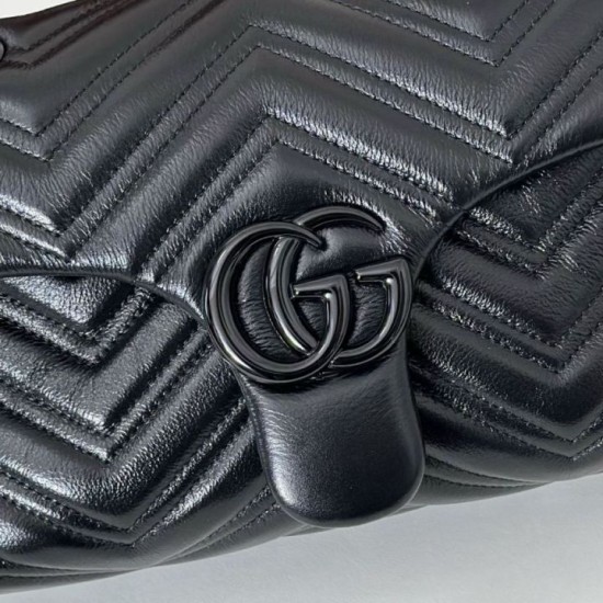 Perfetto Replica Borsa a tracolla piccola Gucci GG Marmont 855391 Nero Imitazione Outlet