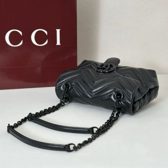 Perfetto Replica Borsa a tracolla piccola Gucci GG Marmont 855391 Nero Imitazione Outlet