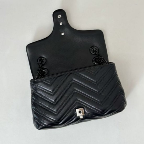 Perfetto Replica Borsa a tracolla piccola Gucci GG Marmont 855391 Nero Imitazione Outlet