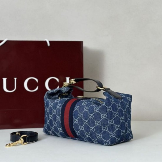 Borsa media Gucci Vanity con manico superiore 857799 Blu False Fatte Bene Online Perfetto Replica Borsa media Gucci Vanity con manico superiore 857799 Blu Imitazione Outlet