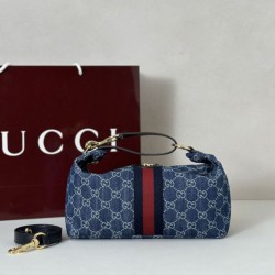 Perfetto Replica Borsa media Gucci Vanity con manico superiore 857799 Blu Imitazione Outlet