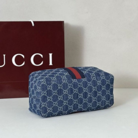 Borsa media Gucci Vanity con manico superiore 857799 Blu False Fatte Bene Online Perfetto Replica Borsa media Gucci Vanity con manico superiore 857799 Blu Imitazione Outlet