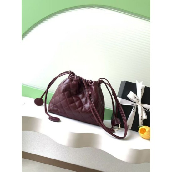Replica Borsa a secchiello trapuntata con coulisse Chanel AS5227 bordeaux Imitazione fallate Outlet