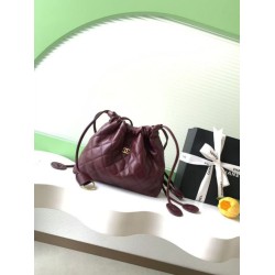 Replica Borsa a secchiello trapuntata con coulisse Chanel AS5227 bordeaux Imitazione fallate Outlet