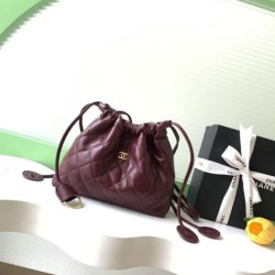 Replica Borsa a secchiello trapuntata con coulisse Chanel AS5227 bordeaux Imitazione fallate Outlet