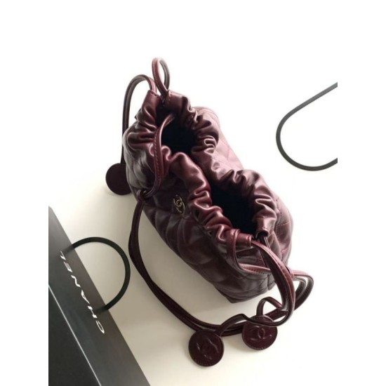 Replica Borsa a secchiello trapuntata con coulisse Chanel AS5227 bordeaux Imitazione fallate Outlet