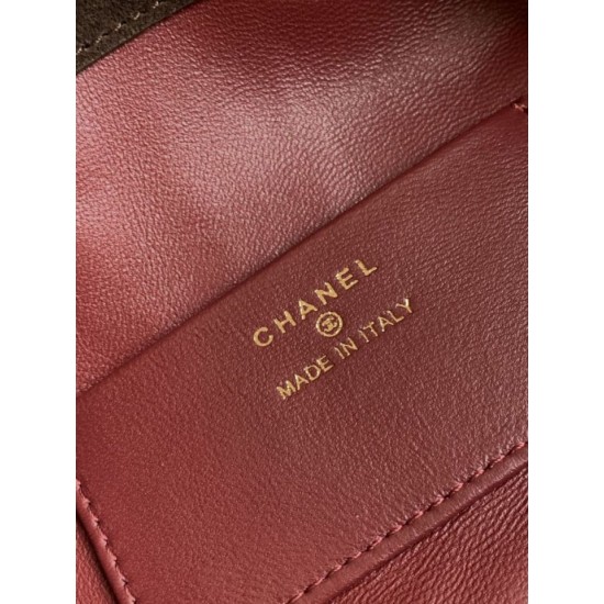 Replica Borsa a secchiello/hobo Chanel trapuntata con coulisse scamosciata AS5227 Caffè Imitazione fallate Outlet