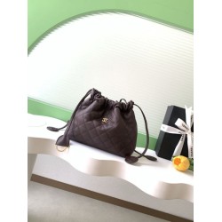 Replica Borsa a secchiello trapuntata con coulisse Chanel AS5227 marrone Imitazione fallate Outlet
