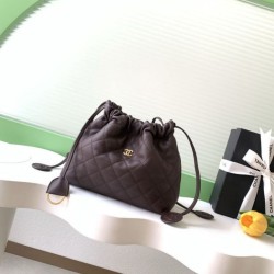 Replica Borsa a secchiello trapuntata con coulisse Chanel AS5227 marrone Imitazione fallate Outlet