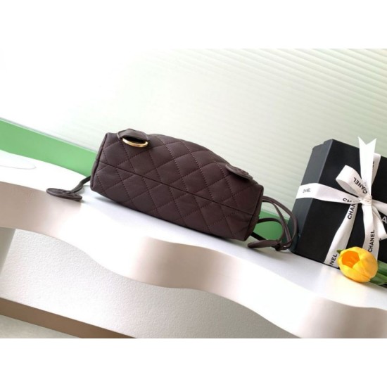 Replica Borsa a secchiello trapuntata con coulisse Chanel AS5227 marrone Imitazione fallate Outlet