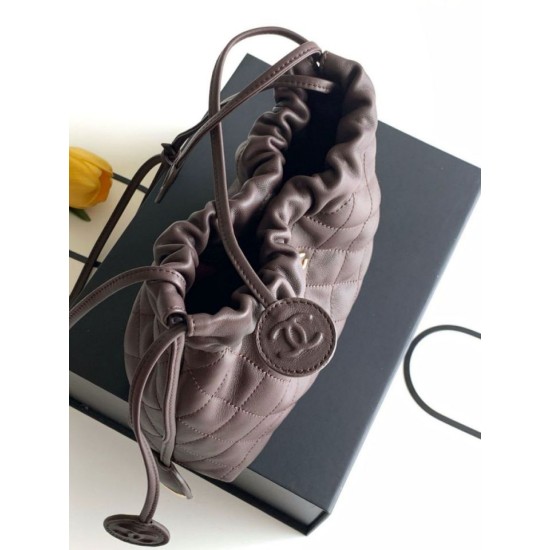 Replica Borsa a secchiello trapuntata con coulisse Chanel AS5227 marrone Imitazione fallate Outlet