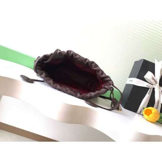 Replica Borsa a secchiello trapuntata con coulisse Chanel AS5227 marrone Imitazione fallate Outlet
