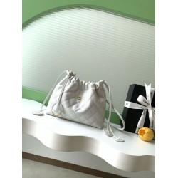 Replica Borsa a secchiello trapuntata con coulisse Chanel AS5227 bianco Imitazione fallate Outlet