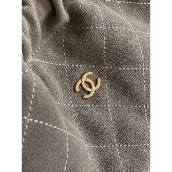 Replica Borsa a secchiello/hobo Chanel trapuntata con coulisse scamosciata AS5227 Grigio Imitazione fallate Outlet