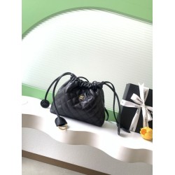 Replica Borsa a secchiello trapuntata con coulisse Chanel AS5227 Nero Imitazione fallate Outlet