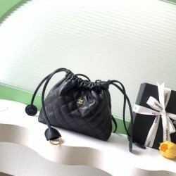 Replica Borsa a secchiello trapuntata con coulisse Chanel AS5227 Nero Imitazione fallate Outlet