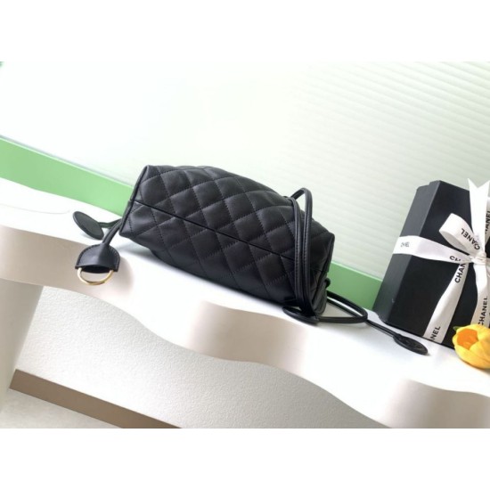 Replica Borsa a secchiello trapuntata con coulisse Chanel AS5227 Nero Imitazione fallate Outlet