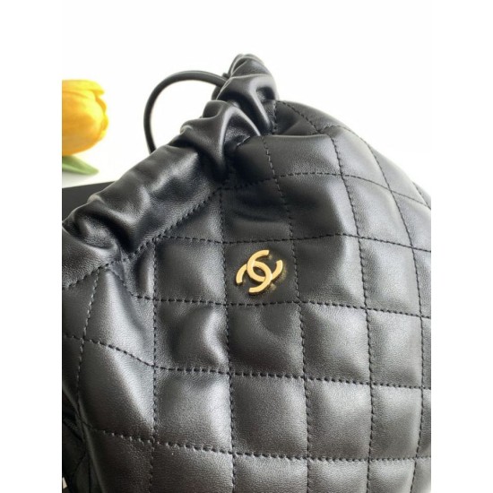 Replica Borsa a secchiello trapuntata con coulisse Chanel AS5227 Nero Imitazione fallate Outlet