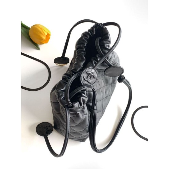 Replica Borsa a secchiello trapuntata con coulisse Chanel AS5227 Nero Imitazione fallate Outlet