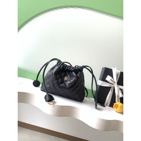 Replica Borsa a secchiello trapuntata con coulisse Chanel AS5227 Nero Imitazione fallate Outlet