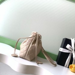 Replica Borsa a secchiello trapuntata con coulisse Chanel AS5227 albicocca Imitazione fallate Outlet