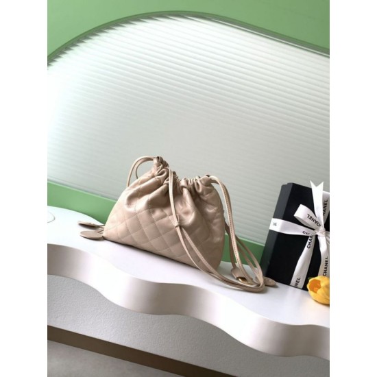 Replica Borsa a secchiello trapuntata con coulisse Chanel AS5227 albicocca Imitazione fallate Outlet