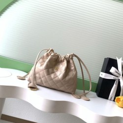 Replica Borsa a secchiello trapuntata con coulisse Chanel AS5227 albicocca Imitazione fallate Outlet