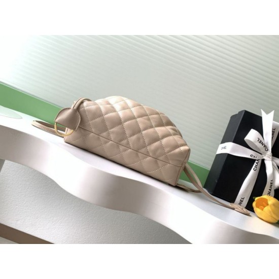 Replica Borsa a secchiello trapuntata con coulisse Chanel AS5227 albicocca Imitazione fallate Outlet
