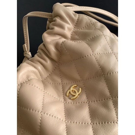 Replica Borsa a secchiello trapuntata con coulisse Chanel AS5227 albicocca Imitazione fallate Outlet