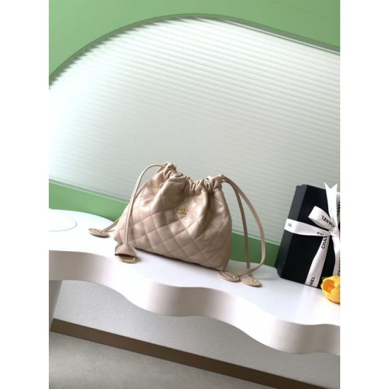 Replica Borsa a secchiello trapuntata con coulisse Chanel AS5227 albicocca Imitazione fallate Outlet