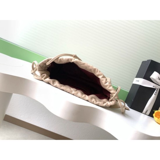 Replica Borsa a secchiello trapuntata con coulisse Chanel AS5227 albicocca Imitazione fallate Outlet