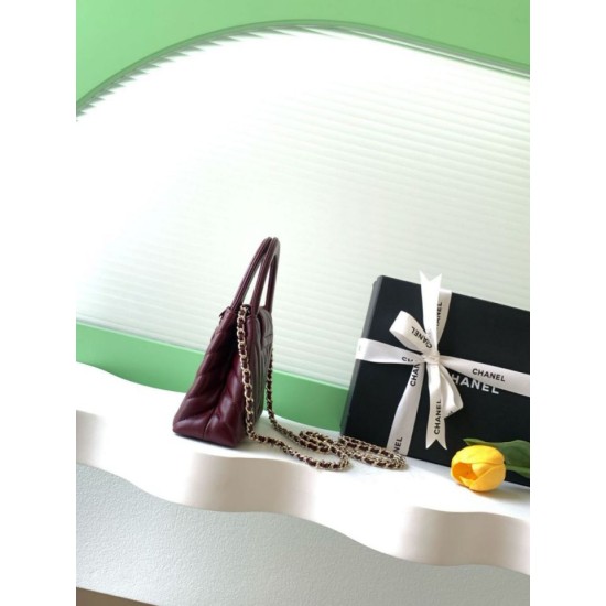 Replica Borsa a mano Kelly Chanel AS4416 con trapuntatura a chevron bordeaux Imitazione fallate Outlet